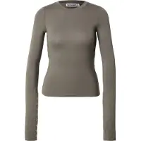Weekday Slim Long-Sleeved Press Stud Top - Khaki green - S