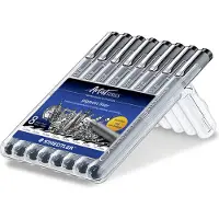 Staedtler pigment liner 308, Musta, Musta, Pyöreä, Väriainepohjainen muste, Metalli, Saksa (308 SB8)