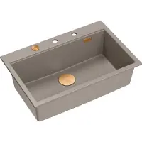 Quadron GraniteQ graniittiallas MARC 1-kulho 76x50 cm harmaa beige/pehmeä taupe + Nano Copper PVD