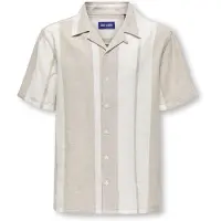 Only & Sons Osjcaiden Life Ss Stripe Linen Resort Wv - Beige - 122