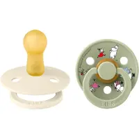 BIBS Moomins Friends 2-pack Pyöreitä Lateksituttia Ivory Sage Ivory Sage 6+ Months Latex Kermanvärinen 6+ kuukautta Pojat, Tytöt