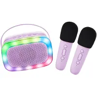 Lalarma Karaokelaite + LED-valot & 2 Mikrofonit, Violetti