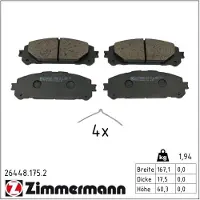 ZIMMERMANN Jarrupalasarja (4kpl), levyjarru 26448.175.2
