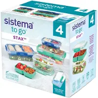 Sistema Eväslaatikot - 4 kpl - 1 L/2,2 L - Stax To Go - Sininen/ - - OneSize - Eväslaatikot
