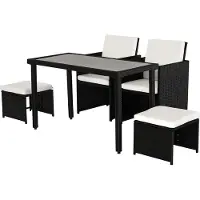 Outsunny Polyrattan istuinryhmä ruokailuryhmä Puutarhasetti 11 kpl tyynyillä Musta