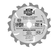 Cmt Pyörösahanterä kuitusementille K160-10HD; 160x20 mm; Z10; 5°