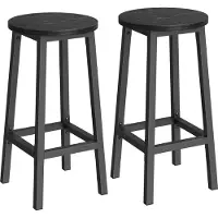 Vasagle Baarituolit, 2 kpl, pyöreä, teräsrunko, korkeus 65 cm, helppo asennus, teollisuustyyli, eebenpuunmusta-klassikkomusta.