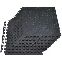Vevor -palapeliharjoitusmatto, 24 kpl kuntoiluvälinemattoja, 610 x 610 x 14 mm, tiheä EVA-vaahtomattosetti, lukittuvat pehmeät kumilaatat, suojaava lattiapehmuste sinisillä pisteillä kotikuntosaliin ja