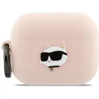 Karl Lagerfeld AirPods Pro 3 Choupette Head 3D silikonikotelo - Pinkki