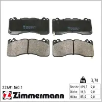 ZIMMERMANN Jarrupalasarja (4kpl), levyjarru 22691.160.1
