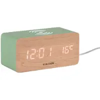 Karlsson Alarm Clock Block W. Phone Charger Led Jungle Green, White Led - Green - H 7.1CM