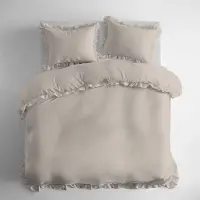 Detexpol Puuvillaiset röyhelöt 160x200 3-osainen beige