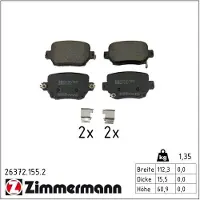 ZIMMERMANN Jarrupalasarja (4kpl), levyjarru 26372.155.2