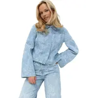 Gina Tricot Embroidery Denim Shirt - Blue - XS