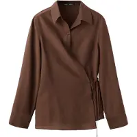 Mango Wrap Shirt With Bow - Brown - S