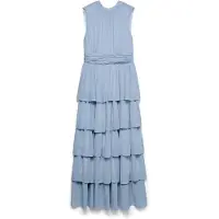 Vero Moda Vmserena Sl Long Frill Dress Wvn - Blue - S