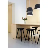 MATER high stool baarijakkara matala 69 cm nahka musta, teline mustaksi petsattua pyökkiä