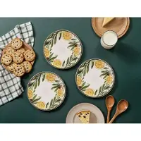 Hobby Hall Jälkiruokalautaset sitruunankeltaiset 19,3 cm, 6 kappaleen sarja, astianpesukoneenkestävä keramiikka