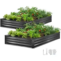 Vevor 2 kpl galvanoituja korotettuja puutarhapenkkejä, 2400 x 1200 x 300 mm, suorakaiteen muotoiset metalliset istutuslaatikot ulkokäyttöön, kohotettu istutuslaatikko käsineillä, alumiinisinkkiä, kukk