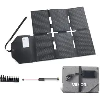 Vevor 60W kokoontaitettava aurinkopaneelilaturi, 16BB N-tyypin monokiteinen aurinkopaneeli, 24% hyötysuhde, kevyt ja kannettava, MC4-lähtö, Type-C, USB-A ja DC-portit voimalaitoksille, retkeilyyn, vae