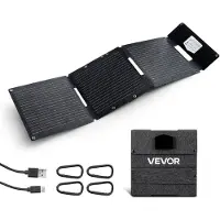 Vevor 30W kokoontaitettava aurinkopaneelilaturi, 16BB N-tyypin monokiteinen aurinkopaneeli, 24 %:n hyötysuhde, erittäin kevyt kannettava USB-A-, USB-A (QC3.0)- ja Type-C-porteilla retkeilyyn, retkeily