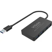 Vision - hub - 4 ports USB hub - 4 porttia - USB 3.2 - Musta