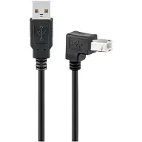 Pro USB-A <-> USB-B 2.0 - 90° - 3m - Musta