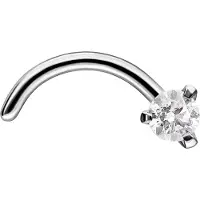 Wildcat Jewelled Nosestud<!--63f889483d42c--> - Valkoinen, Hopeinen metalli