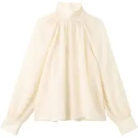 Mango High-Neck Semi-Transparent Blouse - Beige - L