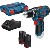 Bosch Akkuruuvimeisseli GSR 12V-15 setti, 12 V, 2 x 2 Ah, laturi + kotelo