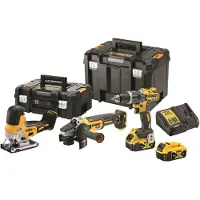 DeWalt Työkalusarja DCK329P2T-QW (DCD796 + DCG405 + DCS335); 18 V; 2x5,0 Ah akku