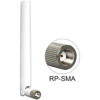 DeLOCK – WLAN 802.11 ac/a/b/g/n Antenna RP-SMA plug 2 - 5 dBi omnidirectional with tilt joint white (88460)