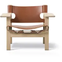 Fredericia Furniture Espanjalainen tuoli nojatuoli Nahka konjakki-saippuoitu tammi
