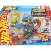 Hot Wheels City Gorilla Slam Attack Playset & Toy Car, Multiple Ways To Play, Speed Snap Track - Orange - ONE SIZE