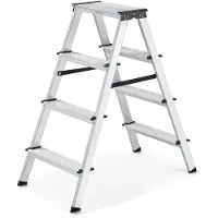 Songmics Tikkaat, SONGMICS Alumiinitikkaat, 78 x 42 x 81,5 cm, Hopeanharmaa.