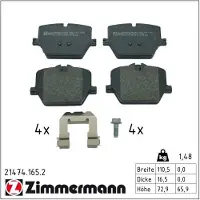 ZIMMERMANN Jarrupalasarja (4kpl), levyjarru 21474.165.2