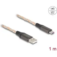 DeLOCK 88164, 1 m, USB A, USB C, USB 2.0, 0,48 Gbit/s, Läpinäkyvä