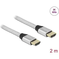 DeLOCK – Ultra High Speed HDMI Cable 48 Gbps 8K 60 Hz silver 2 m certified (85367)