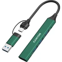 Canyon DS-02 4-in-1 USB-A/C hubi, vihreä USB hub