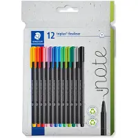 Staedtler 334 C12, Musta, Sininen, Vihreä, Harmaa, Vaaleansininen, Vaaleanvihreä, Oranssi, Vaaleanpunainen,..., 0,3 mm, Erittäin ohut, Kierrätetty muo
