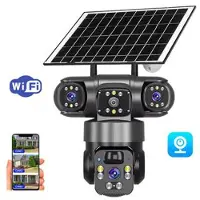 Mtp Products V380 Pro Solar 3-linssinen ulkokäyttöön tarkoitettu PTZ WiFi-turvakamera, jossa on ihmisten seurantaominaisuus