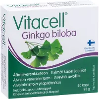 Kärkkäinen Vitacell Ginkgo biloba Neidonhiuspuu-uutekapseli 60 kap ravintolisä
