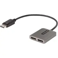 StarTech.com 2-Port DisplayPort MST Hub Dual 4K 60Hz DP 1.4multi-Monitor Video Adapter 1ft Built-in Cable USB Powered Windows Only