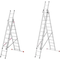 Hailo Portaat yhdistettävissä ProfiStep Combi -lisäaskelsarjan kanssa / alumiini / 3x9 askelmaa