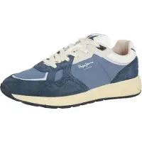 Pepe Jeans for man. PMS600016 Marlon Life Leather Sneakers blue (44), Flat, Laces, Casual