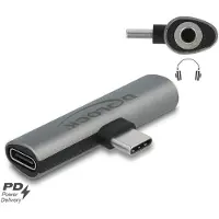 DeLOCK – Audio Adapter USB Type-C to Stereo Jack female and USB Type-C PD grey (64186)
