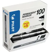 Pilot Marker Permanent 100 bullet Value Pack black (20)
