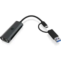 Icy Box – IB-LAN301-C3, Langallinen, USB Type-A/USB Type-C, Ethernet, 2500 Mbit/s, Antrasiitti
