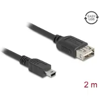 DeLOCK 81525, 2 m, Mini-USB B, USB A, USB 2.0, 0,48 Gbit/s, Musta