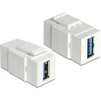 DeLOCK Keystone Module USB-A - USB-A 3.0 -sovitin, Valkoinen